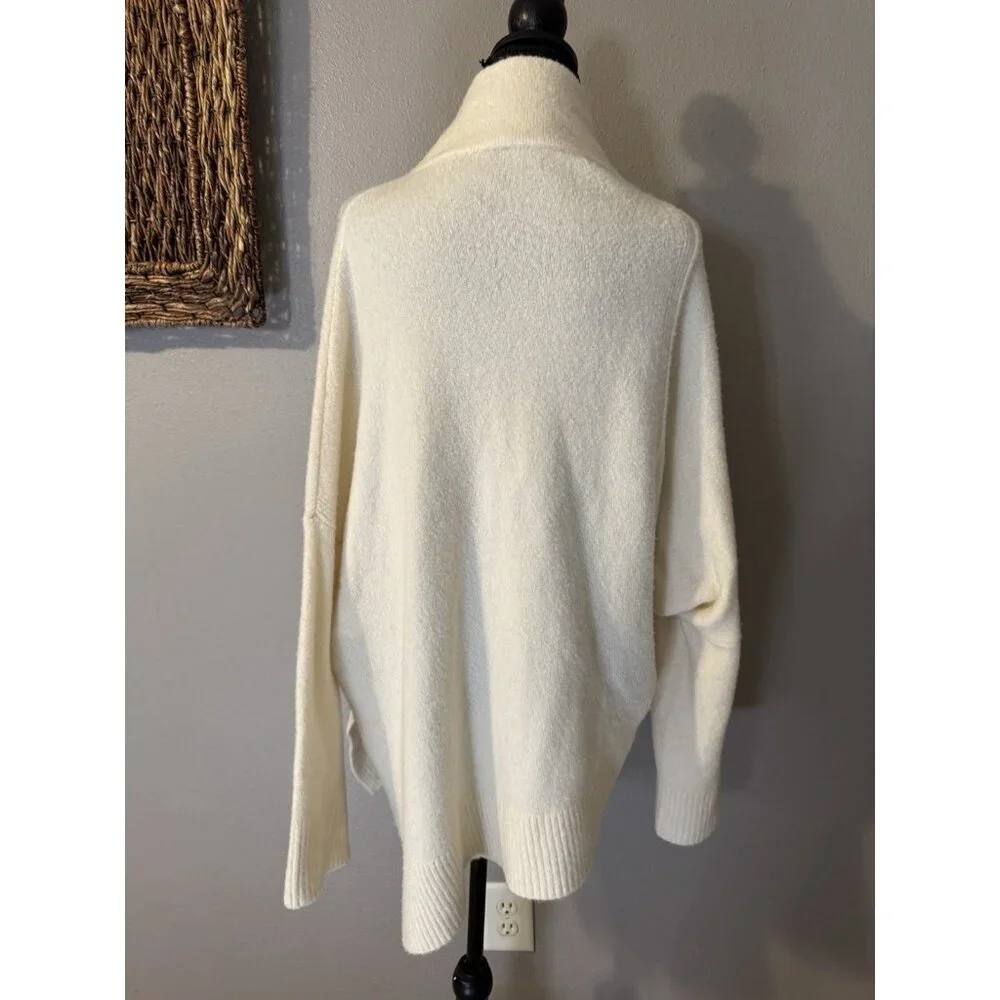 ALLSAINTS Sweater Lock Roll Neck Wool Yak L Blend Asymmetrical Hem Ivory